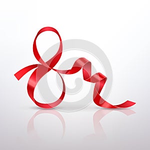 Symbol March 8 of Red Satin Ribbon