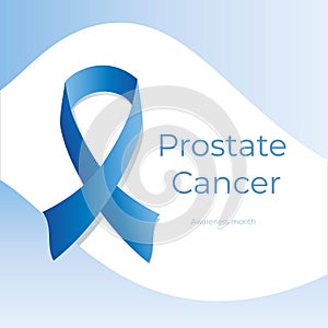 A symbol of men s health. Prevention of cancer in men in the month of November. Vector banner with blue ribbon