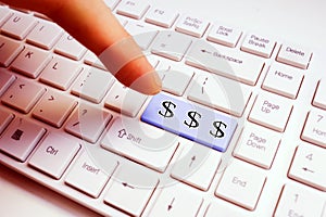 Symbol money on keyboard buttons