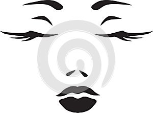 Symbol monochromatic face of woman