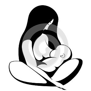 Symbol mother breastfeeding her baby.