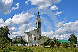 The symbol of Naberezhnye Chelny is the Taub mosque. Tatarstan. Russia.