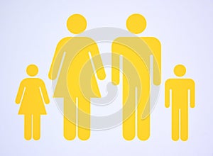 Symbol of nuclear family consisting both parents and two children