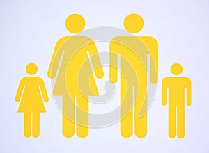 Symbol of nuclear family consisting both parents and two children photo