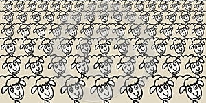 Symbol of obedience in the face of domination with the drawing of a flock of sheep.