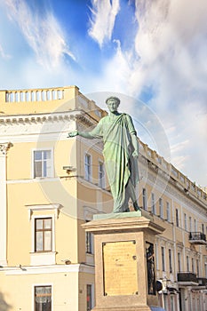 The symbol of Odessa - bronze monument of Duke de Richelieu in Odessa, Ukraine