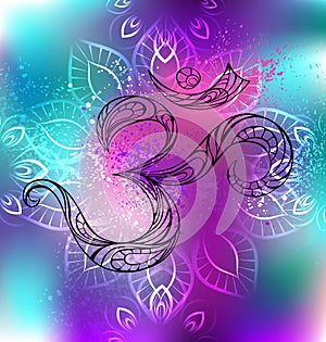 Symbol Om on multicolored background