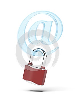 At symbol with padlock attached