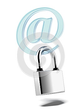 At symbol with padlock