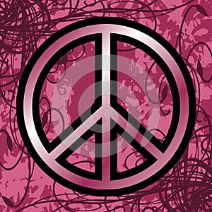 Symbol of peace on floral background