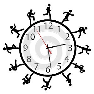 Symbol people run a race around the time clock