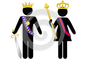 Symbol person royal king and queen with crowns