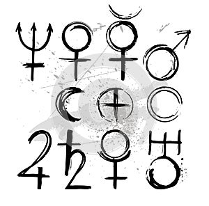 Symbol planets painted with paint