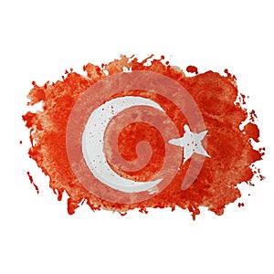 Symbol, poster, banner Turkey. Map of Turkey with the decoration of the national flag. Style watercolor drawing. Turkish