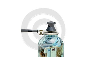 Symbol-preserving European money in a glass jar