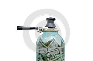 symbol-preserving money in a glass jar