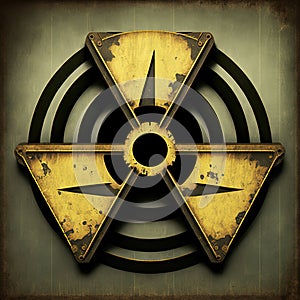 Symbol of radiation plate, warning form radioactive. Generative AI