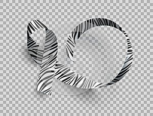 Symbol of rare disease awareness day, ribbon with zebra-print.