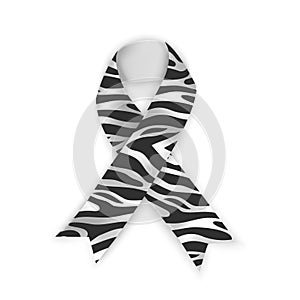 Symbol of Rare Disease Day, Zebra Stripe Color Ribbon Isolated On White Background. Vector Design Template For Poster. photo