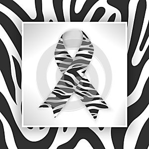 Symbol of Rare Disease Day, Zebra Stripe Color Ribbon Isolated On White Background. Vector Design Template For Poster. photo