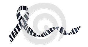 Watercolour illustration of Zebra print ribbon. photo