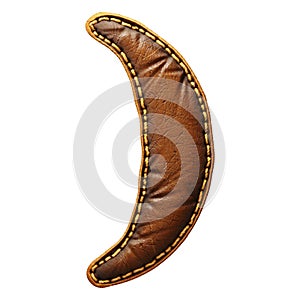 Symbol right parentheses made of leather. 3D render font with skin texture isolated on white background.