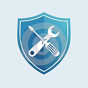 Technical Support and Security Shield Icon