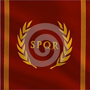 Symbol of rome on a red gold flag