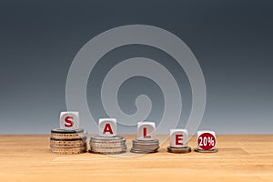 Symbol for a sale with a 20 % discount.