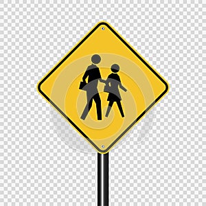 symbol school crossing sign on transparent background