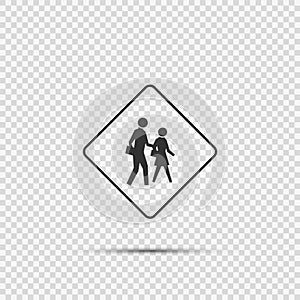 symbol school crossing sign on transparent background