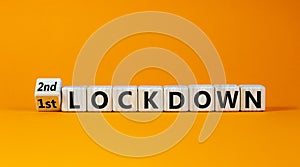 Symbol for a second lockdown. Turned cubes and changed the expression `1st lockdown` to `2nd lockdown`. Beautiful orange