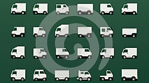 Symbol set illustration truck transportation pictogram icon traffic vehicles van car