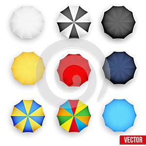 Symbol set of a parasol, top view. Vector.
