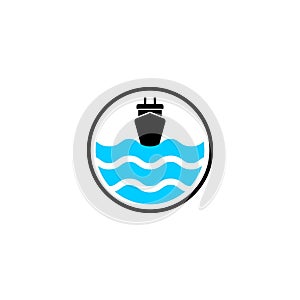 Symbol of a Ship on Waves in a Rope Circle