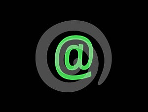 Symbol sign dog ligature green color on a black background photo