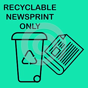 Symbol sign information recyclable newsprint only