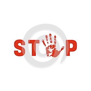 Symbol or sign stop corruption. Red stamp with text 