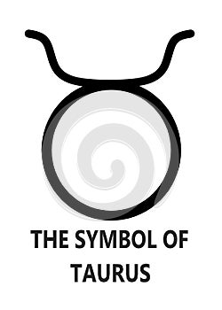 The symbol of Taurus with description words white backdrop photo