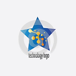 Symbol technology simple logo circle background colorful stars. vector design