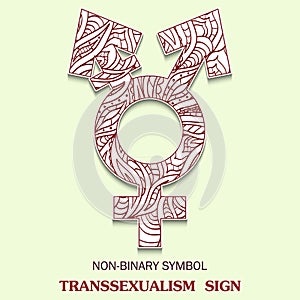 Symbol of Transsexualism is a Transgendered sexuality sign with a pattern in tribal Indian style.