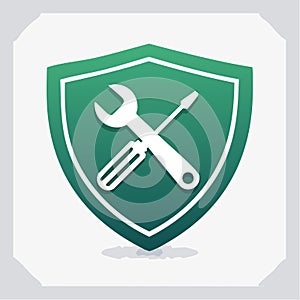 Technical Support and Security Shield Icon (1