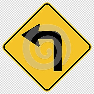 symbol Turn Left Traffic Road Sign on transparent background
