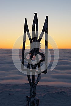 Symbol of Ukraine and evening cloudscape