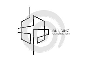 Symbol vector of building and property logo template with creative line art icon. Real estate architeture design minimalist icon