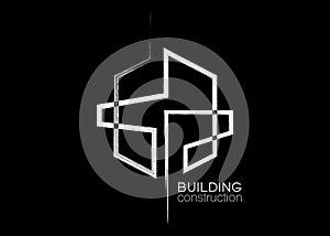 Symbol vector of building and property logo template with creative line art icon. Real estate architeture design minimalist icon photo