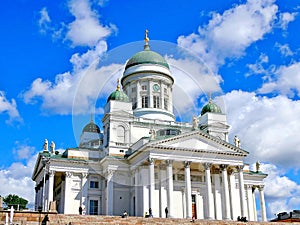 The symbol and visit card of the city of Helsinki - the Cathedral in the neoclassical style, Finland