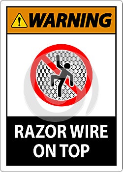 Symbol Warning Sign Razor Wire on Top