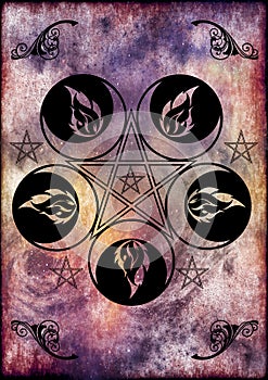 Symbol of the Wicca goddess and pentacles