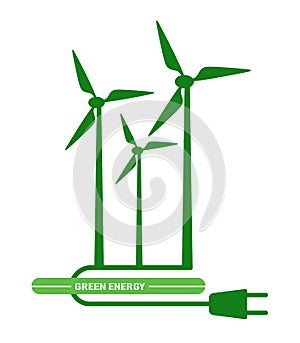 Symbol wind electric turbine generator. Green energy sign. Vector illustration